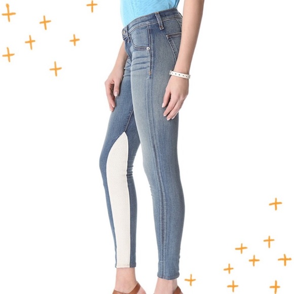 Rag & Bone Jodhpur Heathway Jeans With Leather Panels Size 25 - Picture 9 of 11